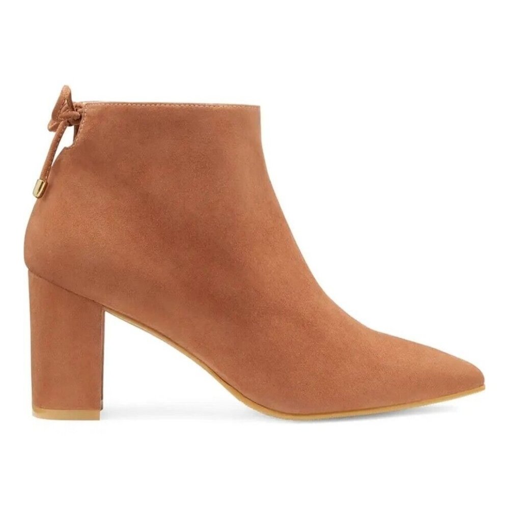 $550 STUART WEITZMAN TIEBACK BLOCK BOOTIE POINTY CAPUCCINO 10.5 (PD23)